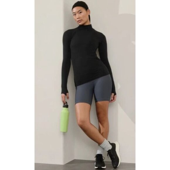 ATHLETA Momentum Seamless Mock Neck Top | Black Small NWT - Picture 1 of 7